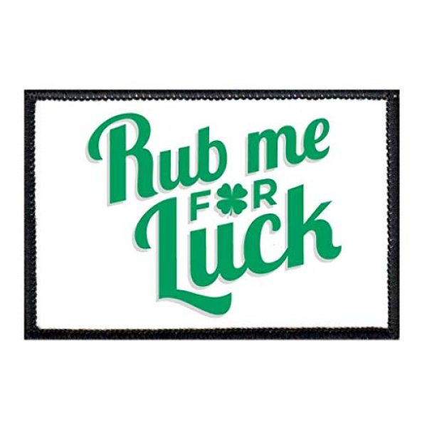 P PULLPATCH Airsoft Morale Patch 1 Rub Me for Luck - White Background Morale Patch | Hook and Loop Attach for Hats, Jeans, Vest, Coat | 2x3 in | by Pull Patch