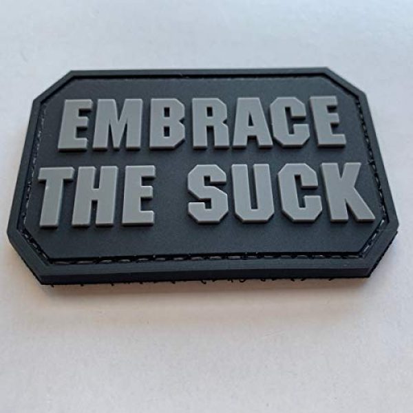 uuKen Airsoft Morale Patch 3 uuKen Embrace The Suck Funny PVC Rubber Tactical Hook Patch for Tactical Backpacks (Grey)