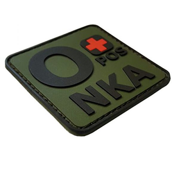LEGEEON Airsoft Morale Patch 2 LEGEEON Olive Drab OPOS O+ NKA OD Blood Type No Known Allergies Morale PVC Rubber Fastener Patch