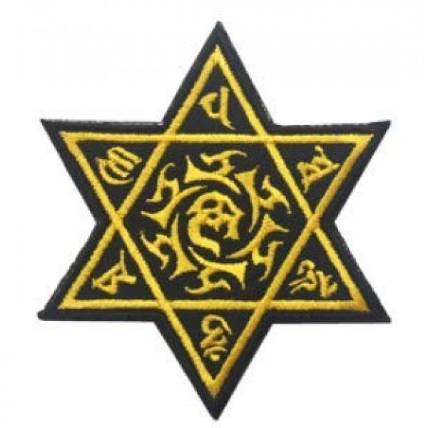 Tactical Embroidery Patch Airsoft Morale Patch 1 Tibetan OM MANI Padme HUM Tactical Embroidery Patch Hook & Loop Morale Patch Military Patch for Clothing Accessory Backpack Armband (color1)