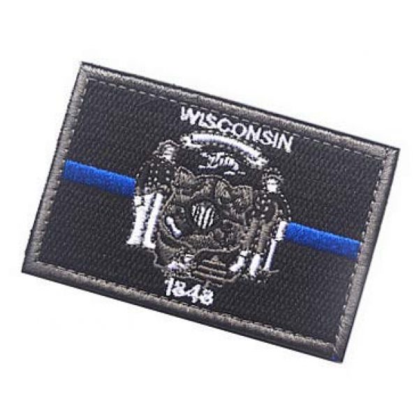 Embroidery Patch Airsoft Morale Patch 3 US Wisconsin State Flag Patch Military Hook Loop Tactics Morale Embroidered Patch (color3)