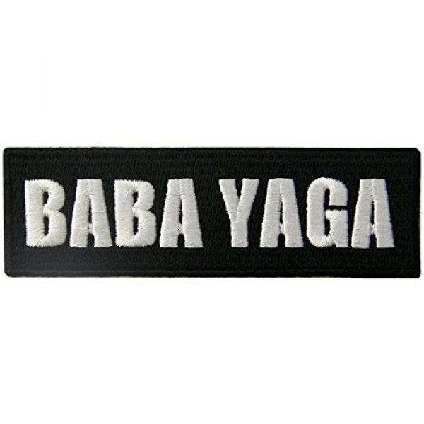 Rocking Planet Airsoft Morale Patch 1 Baba Yaga Patch Morale Funny Embroidered Applique Iron On Sew On Emblem, White & Black