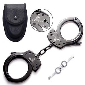 TacStealth Tactical Pouch 1 TacStealth Steel Handcuffs with Two Keys & Handcuffs Case | Heavy Duty Black Steal Professional Grade | Bend/Break Free Secure Handcuffs