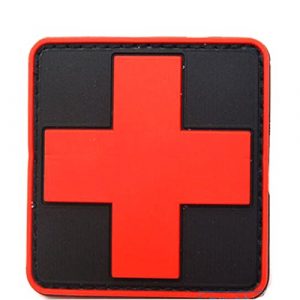 dufu-beauty- Airsoft Morale Patch 1 Outdoor Products PVC Patch Armband The Medical Rescue Of The Red Cross Chapter Black Background/Red