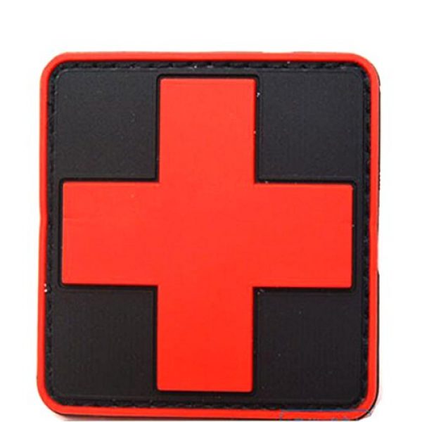 dufu-beauty- Airsoft Morale Patch 1 Outdoor Products PVC Patch Armband The Medical Rescue Of The Red Cross Chapter Black Background/Red