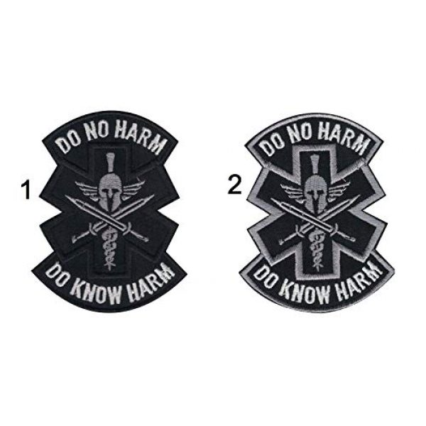 DREAM ARMY Airsoft Morale Patch 1 DO Know NO HARM Spartan Medic EMT EMS US Army Morale Badge Morale Patch Hook Backing (Border Gray (2))