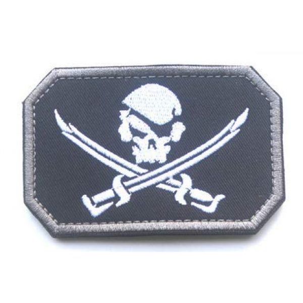 Tactical Embroidery Patch Airsoft Morale Patch 2 Pirate Skull & Cross Sword Flag Jolly Roger Tactical Embroidery Patch Hook & Loop Morale Patch Military Patch for Clothing Accessory Backpack Armband (2pcs)
