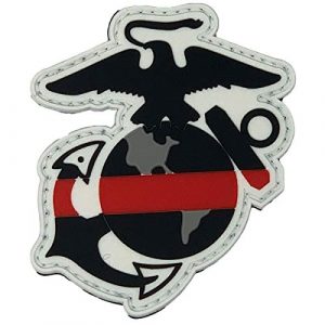 PatchOps Airsoft Morale Patch 1 PatchOps Thin Red Line USMC Eagle Globe and Anchor EGA PVC Tactical Morale Patches (Thin Red Line)