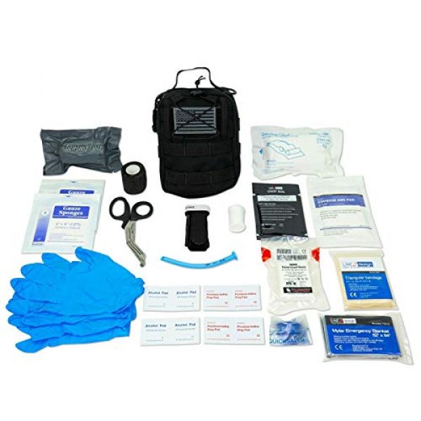 LINE2design Tactical Pouch 2 LINE2design Complete Survival Kit - EMS EMT Emergency Response Fully Stocked Tactical Molle Bag - Advanced First Aid Medical Supplies - Heavy Duty Outdoor Gear EDC IFAK Pouch Stop Bleeding Kit - Black