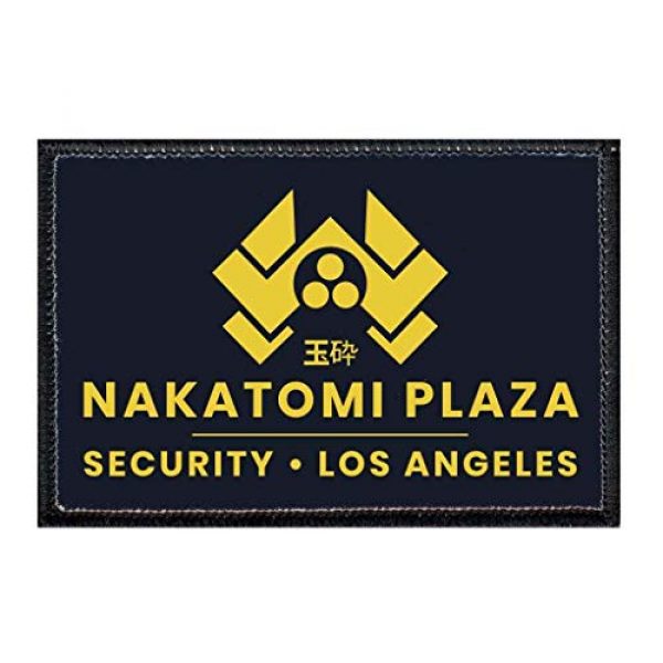 P PULLPATCH Airsoft Morale Patch 1 Nakatomi Plaza - Security - Black Morale Patch | Hook and Loop Attach for Hats, Jeans, Vest, Coat | 2x3 in | by Pull Patch