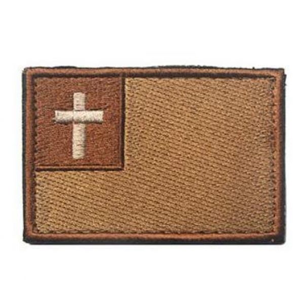 Tactical Embroidery Patch Airsoft Morale Patch 1 Christian Flag Tactical Embroidery Patch Hook & Loop Morale Patch Military Patch for Clothing Accessory Backpack Armband (tan)