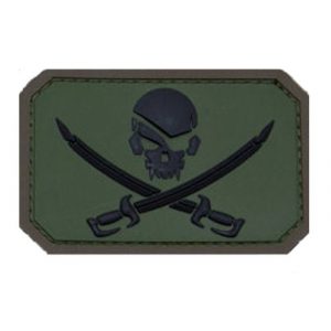 MilSpec Monkey Airsoft Morale Patch 1 Pirate Skull Flag Morale Patch - PVC (Woodland (Forest))