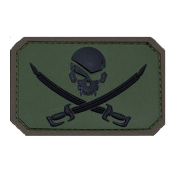 MilSpec Monkey Airsoft Morale Patch 1 Pirate Skull Flag Morale Patch - PVC (Woodland (Forest))