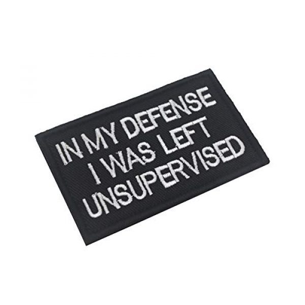 Ansellf Airsoft Morale Patch 2 in My Defense I was Left Unsupervised Patch,Tactical Military Army Gear,Tactical Combat Bagde Military Hook Embroidered Patch Set Hook/Loop Backing