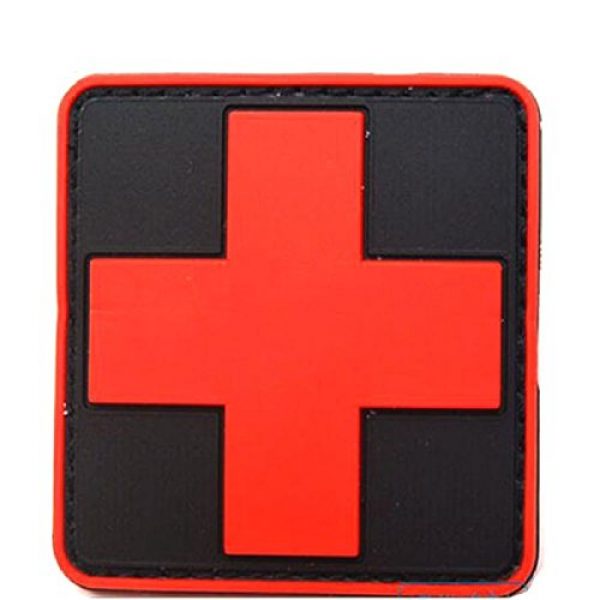 dufu-beauty- Airsoft Morale Patch 4 Outdoor Products PVC Patch Armband The Medical Rescue Of The Red Cross Chapter Black Background/Red