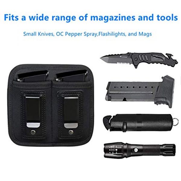 ACEXIER Tactical Pouch 2 ACEXIER Universal Double Magazine Pouch for 9mm .40 .45 .380 .357, IWB Mag Holster Concealed Cary for Double Stack, Mag Holder for Glock 19 43 17 1911 S&W M&P, IWB Clip Magazine Pouch IWB Pistol Ammo