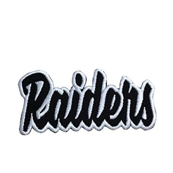 Wholesale Applique Airsoft Morale Patch 1 (2" x 4") Raiders - Black/White - Team Mascot - Words/Names - Iron on Applique/Embroidered Patch