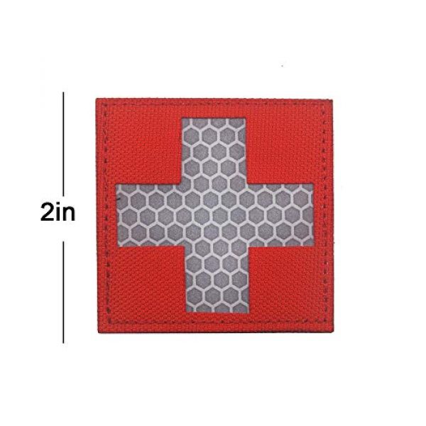 Zhikang68 Airsoft Morale Patch 2 Reflective Medic Patches,Infrared IR EMS EMT MED Tactical Medical Red Cross Morale Hook&Loop Badge First Aid Decorative Appliques (White Red)