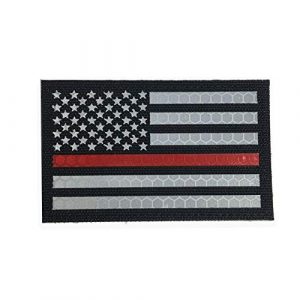 HNGKIANGHU Airsoft Morale Patch 1 Reflective Thin Red Line US USA American Flag Firefighter First Responders Patches for Search and Rescue with Hook and Loop Fastener Patch (A-1 pcs)