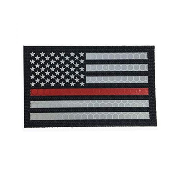 HNGKIANGHU Airsoft Morale Patch 1 Reflective Thin Red Line US USA American Flag Firefighter First Responders Patches for Search and Rescue with Hook and Loop Fastener Patch (A-1 pcs)
