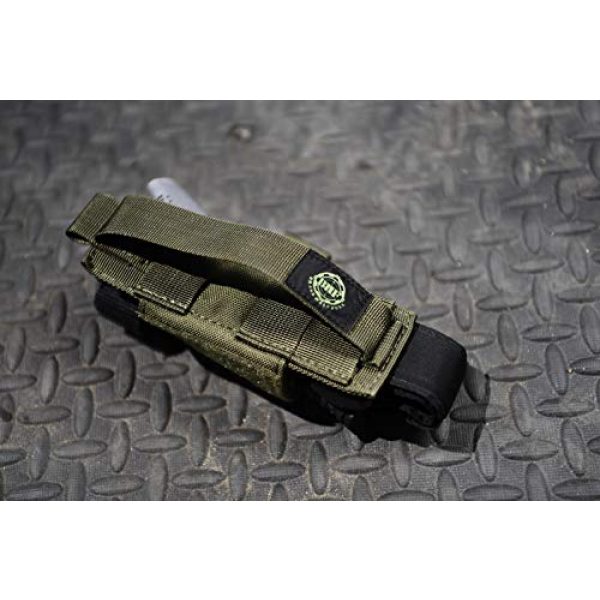 Brass Tactical Pouch 7 Brass Half Full Tactical Police & Military Belt Tourniquet Holder/Pouch for CAT/SOF-T/SWAT-T/Rats, Hook-and-Loop Patch Panel (Comes w/1 First Aid Medical Cross Patch) (Black- Molle Mount)