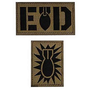 Embroidery Patch Airsoft Morale Patch 1 2 Pieces E O D Explosive Ordnance Disposal Flag Bomb Squad Infrared Reflective Military Hook Loop Tactics Morale Patch (color10)