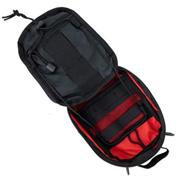 LINE2design Tactical Pouch 5 LINE2design First Aid (Ifak) Molle Pouch - EMT Emergency Medical Trauma Bag Outdoor Tactical EDC Rescue Utility Gear Pouch for Hiking Gunshot Stop Bleeding Includes USA Patch - Red
