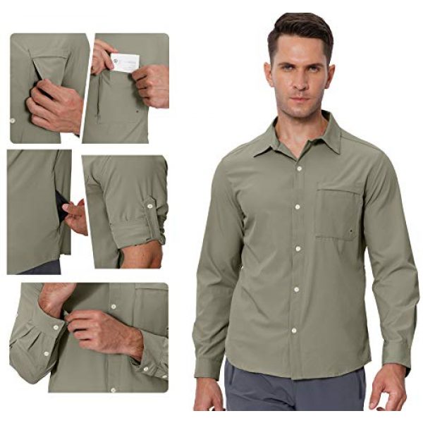 VEOBIKE Tactical Shirt 5 VEOBIKE Men's Fishing Shirts Lightweight Quick Dry Breathable Long Sleeve Cargo Outdoor Hiking Travel Shirts Pockets