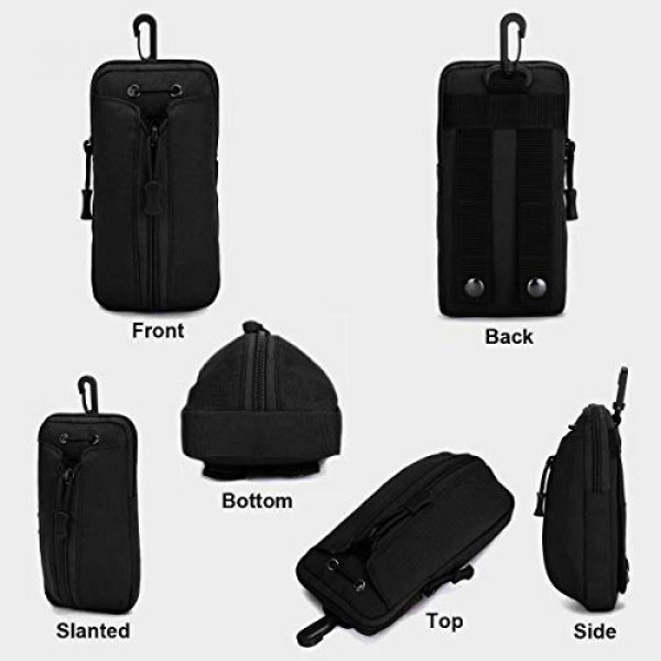 BraveHawk OUTDOORS Tactical Pouch 2 BraveHawkOutdoors Tactical Water Bottle Holder Pouch Waist Bag, 800D Military Nylon Oxford Water Resistant Utility MOLLE Phone Holster Outdoor Gear Pack Organizer (Black)