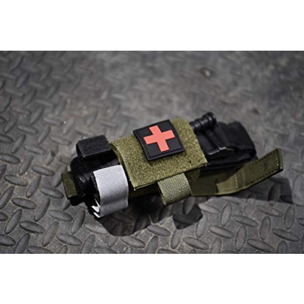 Brass Tactical Pouch 5 Brass Half Full Tactical Police & Military Belt Tourniquet Holder/Pouch for CAT/SOF-T/SWAT-T/Rats, Hook-and-Loop Patch Panel (Comes w/1 First Aid Medical Cross Patch) (Black- Molle Mount)