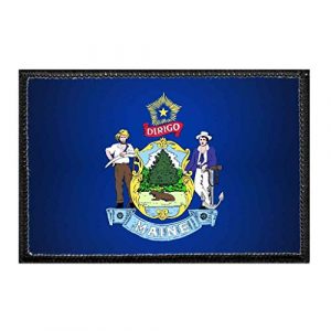 P PULLPATCH Airsoft Morale Patch 1 Maine State Flag - Color Morale Patch | Hook and Loop Attach for Hats, Jeans, Vest, Coat | 2x3 in | by Pull Patch
