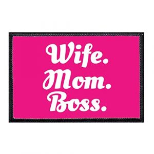P PULLPATCH Airsoft Morale Patch 1 Wife. Mom. Boss. Morale Patch | Hook and Loop Attach for Hats, Jeans, Vest, Coat | 2x3 in | by Pull Patch