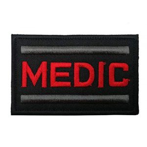 Tactical Embroidery Patch Airsoft Morale Patch 1 Red on Black Medic Red Cross Paramedic Embroidery Patch Military Tactical Morale Patch Badges Emblem Applique Hook Patches for Clothes Backpack Accessories
