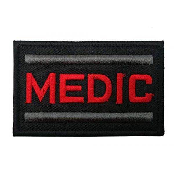 Tactical Embroidery Patch Airsoft Morale Patch 1 Red on Black Medic Red Cross Paramedic Embroidery Patch Military Tactical Morale Patch Badges Emblem Applique Hook Patches for Clothes Backpack Accessories