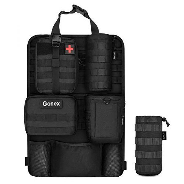 Gonex Tactical Pouch 1 Gonex Tactical Military MOLLE Water Bottle Pouch & Car Seat Back Organizer with 4 Detachable Molle Pouch