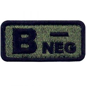 EmbTao Airsoft Morale Patch 1 EmbTao Type B Negative Tactical Blood Type Patch Embroidered Morale Applique Fastener Hook & Loop Emblem - Green & Black -2"x1"