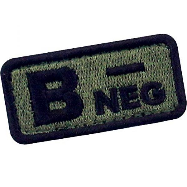 EmbTao Airsoft Morale Patch 3 EmbTao Type B Negative Tactical Blood Type Patch Embroidered Morale Applique Fastener Hook & Loop Emblem - Green & Black -2"x1"
