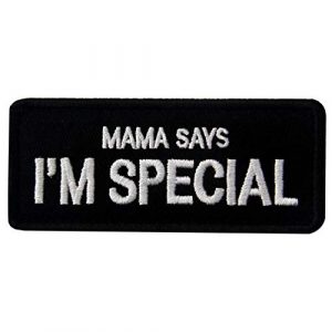 Minason Airsoft Morale Patch 1 Mama Says I'm Special Morale Tactical Patch Embroidered Applique Attachment Fastener Hook & Loop on Tactical Hat Bags Jackets and Gear (Black)