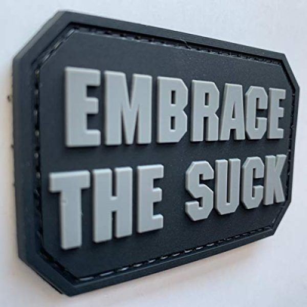 uuKen Airsoft Morale Patch 2 uuKen Embrace The Suck Funny PVC Rubber Tactical Hook Patch for Tactical Backpacks (Grey)
