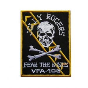 Tactical Embroidery Patch Airsoft Morale Patch 1 VF-103 Jolly Rogers"Fear The Bones" Tactical Embroidery Patch Hook & Loop Morale Patch Military Patch for Clothing Accessory Backpack Armband