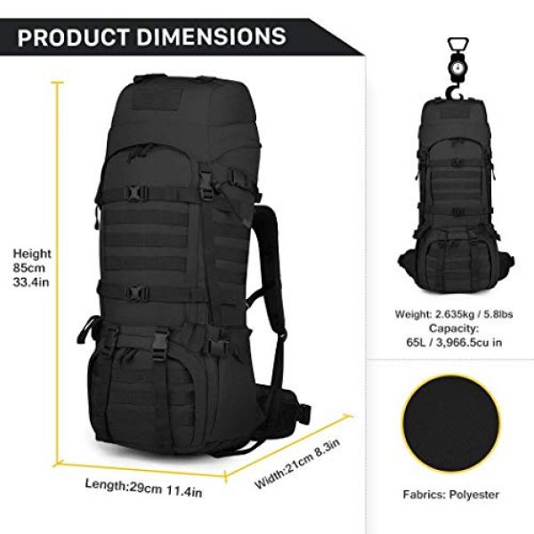 Mardingtop Tactical Backpack 7 Mardingtop Bundle Items: 65L Molle Hiking Tactical Backpack Black