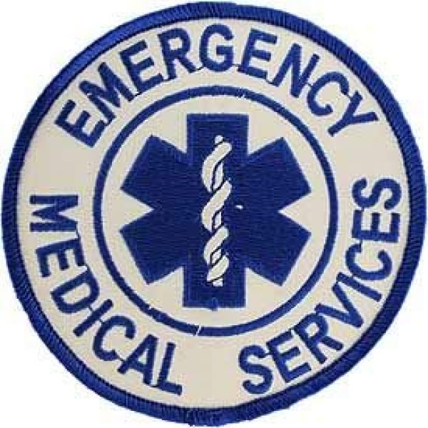 Original Famous Patches & Appliques Airsoft Morale Patch 1 EMS, Emergency Medical Service Logo - Patriotic Patches, Embroidered Iron On Patch - 3.75"