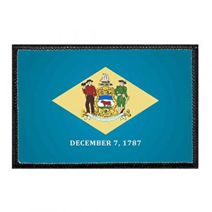 P PULLPATCH Airsoft Morale Patch 1 Delaware State Flag - Color Morale Patch | Hook and Loop Attach for Hats, Jeans, Vest, Coat | 2x3 in | by Pull Patch