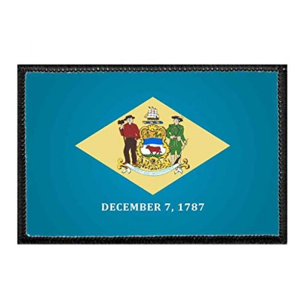 P PULLPATCH Airsoft Morale Patch 1 Delaware State Flag - Color Morale Patch | Hook and Loop Attach for Hats, Jeans, Vest, Coat | 2x3 in | by Pull Patch