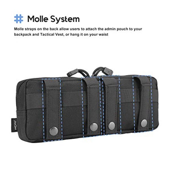ProCase Tactical Pouch 3 ProCase Tactical Admin Pouch, Versatile Molle Admin Pouch EDC Carry Bag Multi-Purpose Tool Holder for Magazine, Map and Other Small Tools -Black