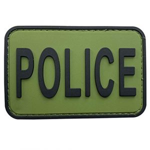 uuKen Airsoft Morale Patch 1 uuKen Small PVC Rubber OD Ranger Green Morale Police Vest Patch 3x2 inches Hook Fastener Back for Tactical Caps Hats Airsoft Jackets (OD Green and Black, XS 3"x2")