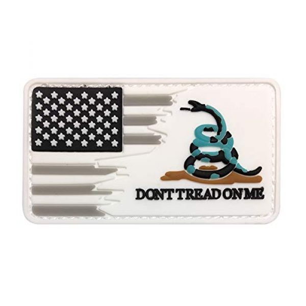 Morton Home Airsoft Morale Patch 1 Morton Home 3D PVC Don't Tread On Me and USA Flag Tactical Military Morale Fastener Patch (White)