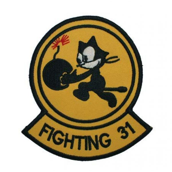 Tactical Embroidery Patch Airsoft Morale Patch 1 Fighting 31 Squadron Felix The Cat Bomb Embroidery Patch Military Tactical Morale Patch Badges Emblem Applique Hook Patches for Clothes Backpack Accessories
