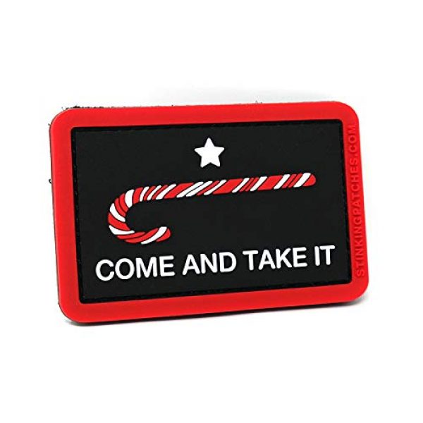 Stinking Patch Co. Airsoft Morale Patch 1 Come and Take It Candy Cane PVC Rubber Tactical Patch | Christmas Morale Patch