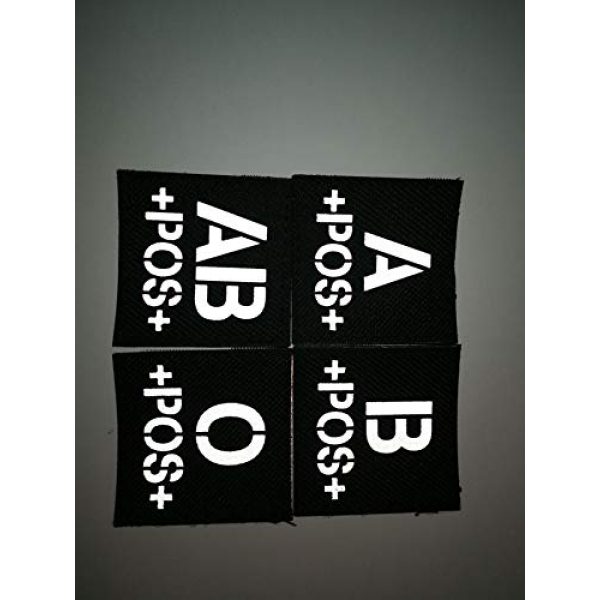 ODSP Airsoft Morale Patch 3 IR Reflective Tactical Blood Type A+ Positive POS Patch Embroidered Military Morale Badge for Outdoors 1.97 x 1.97 inch Pack of 2